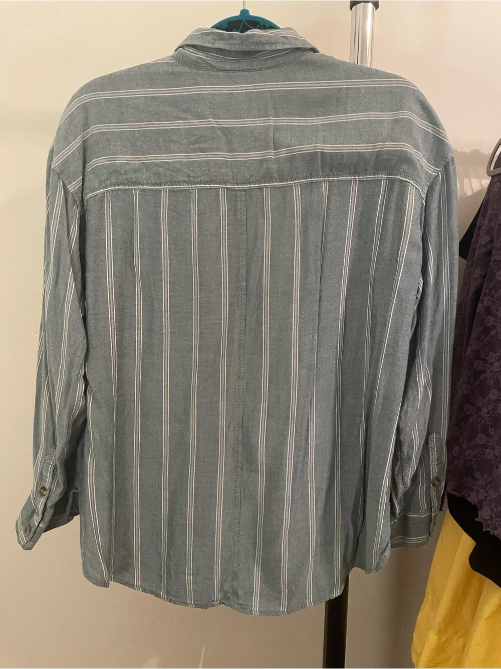 American Eagle Outfitters Green Stripe Button-Up Shirt